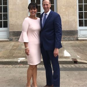 Classic elegant Calvin Klein Pink knee length dress.